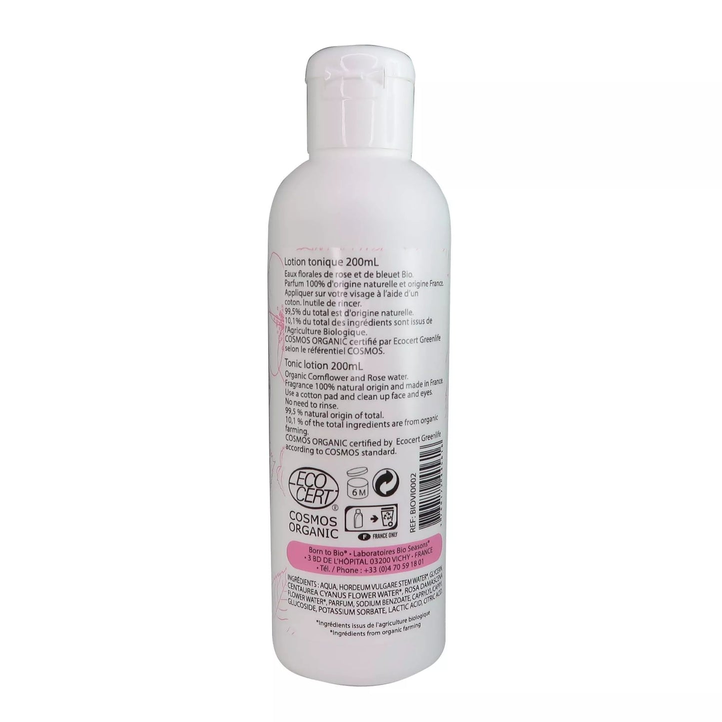 Lotion tonique Rose et Bleuet - Certifiée Bio